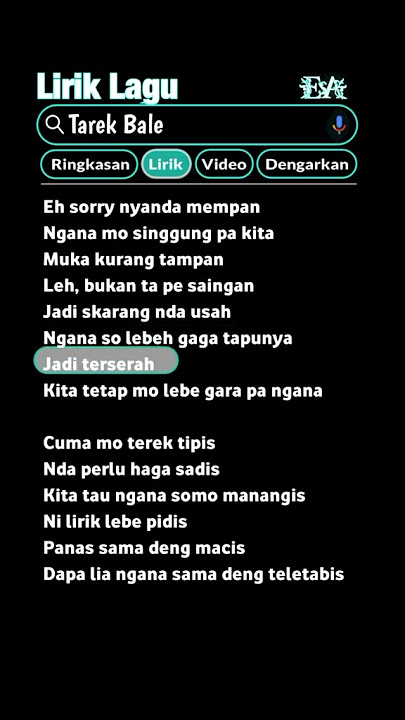 lirik lagu eh sorry nyanda mampan