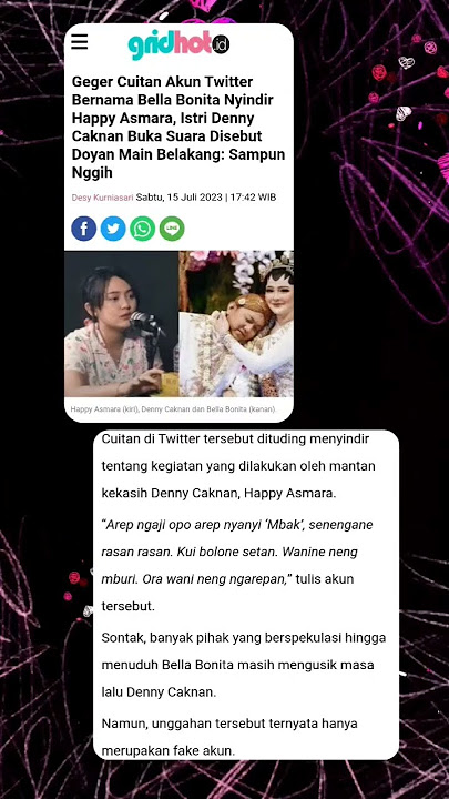 HEBOH CUITAN TWITTER NAMA BELLA BONITA TERNYATA AKUN BODONG⁉️ #shorts #happyasmara #dennycaknan #fyp