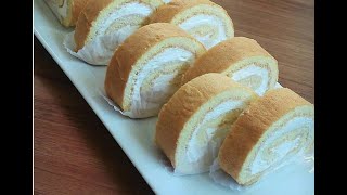 How to make swiss roll cake/ swiss roll cake recipe/شیرینی رولت خامه ای