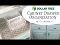 Dollar Tree Cabinet Organization; DIY and Decor Challenge