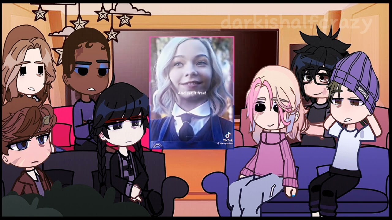 Wednesday reacts |darkishalfcrazy| gacha club - (Wenclair) 1/2