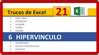 21 Trucos De Excel 2019 - Tema N. 6 Hipervinculo