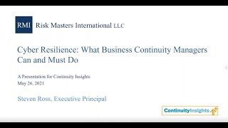 Cyber Resilience  What Business Continuity Managers Can and Must Do