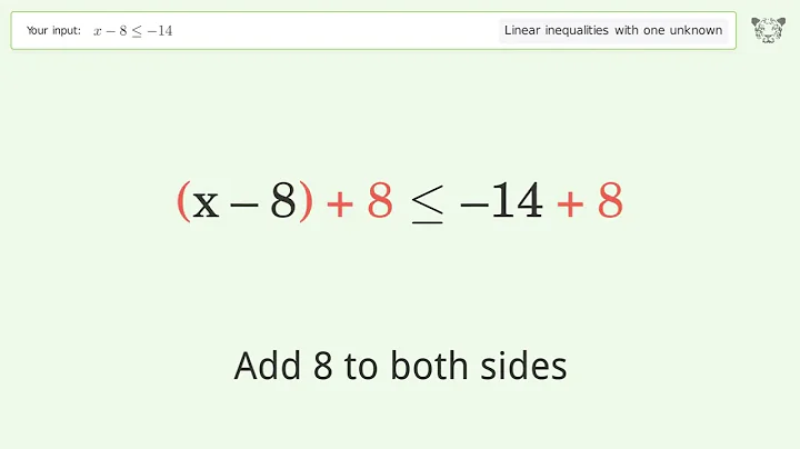 Solving Linear Inequalities: x-8 is Smaller Than or Equal to -14