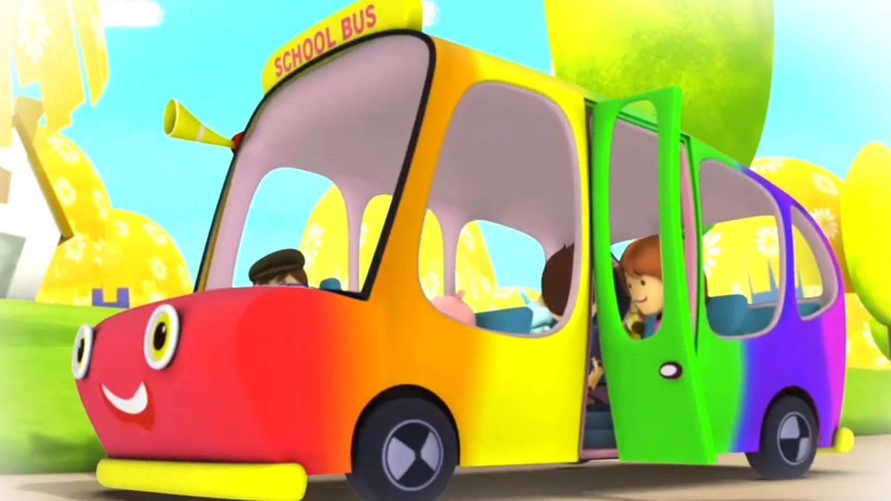 Rainbow Wheels On The Bus Bus Song For Kids Nursery Rhymes and Baby