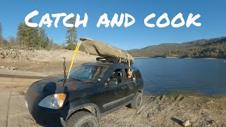 I Spent 3 Days Kayak Fishing A Mountain Lake while Camping In My CAR with my dog CATCH AND COOK