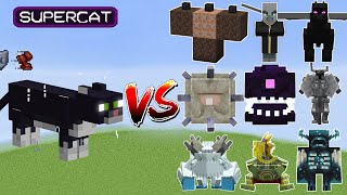 SuperCat vs All Minecraft Bosses,Wither Storm,Warden,Barako,SuperDog,Ferrous - Minecraft Mob Battle
