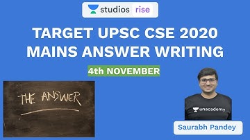 4th November | Mains Answer Writing | Target UPSC CSE/IAS 2020 | Saurabh Pandey