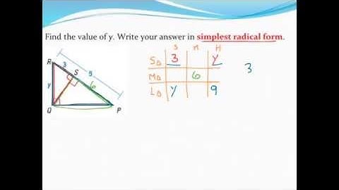 Using similar overlapping right triangles (with simplified radical form)
