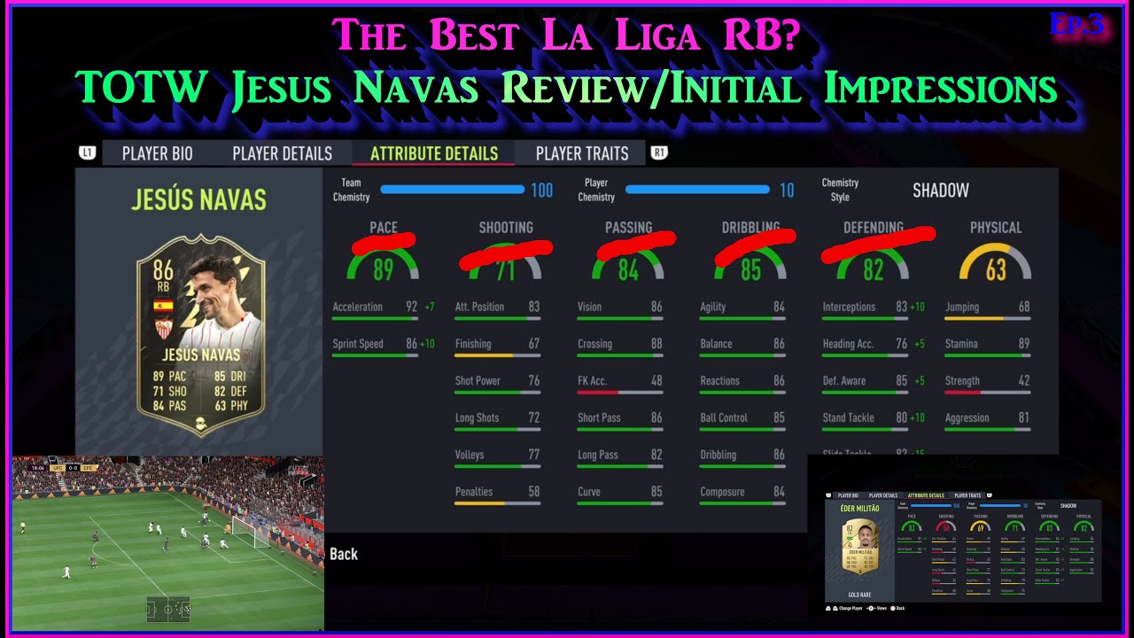 FIFA 22 TOTW Jesus Navas Review! The Best La Liga RB? Plus Eder Militao