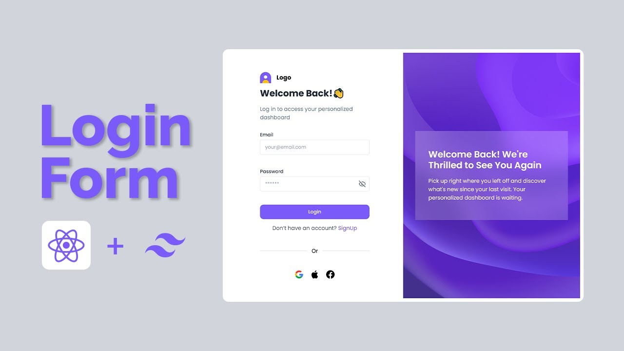 Login form using React.js and Tailwind CSS - YouTube