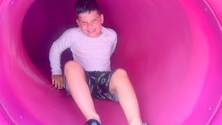 BEST PLAYGROUND PARK EVER at BEACH! Caleb Plays at Fun Outdoor Playground Splash Pad for Kids! by Caleb Kids Show 200,021 views 13 days ago 6 minutes, 43 seconds