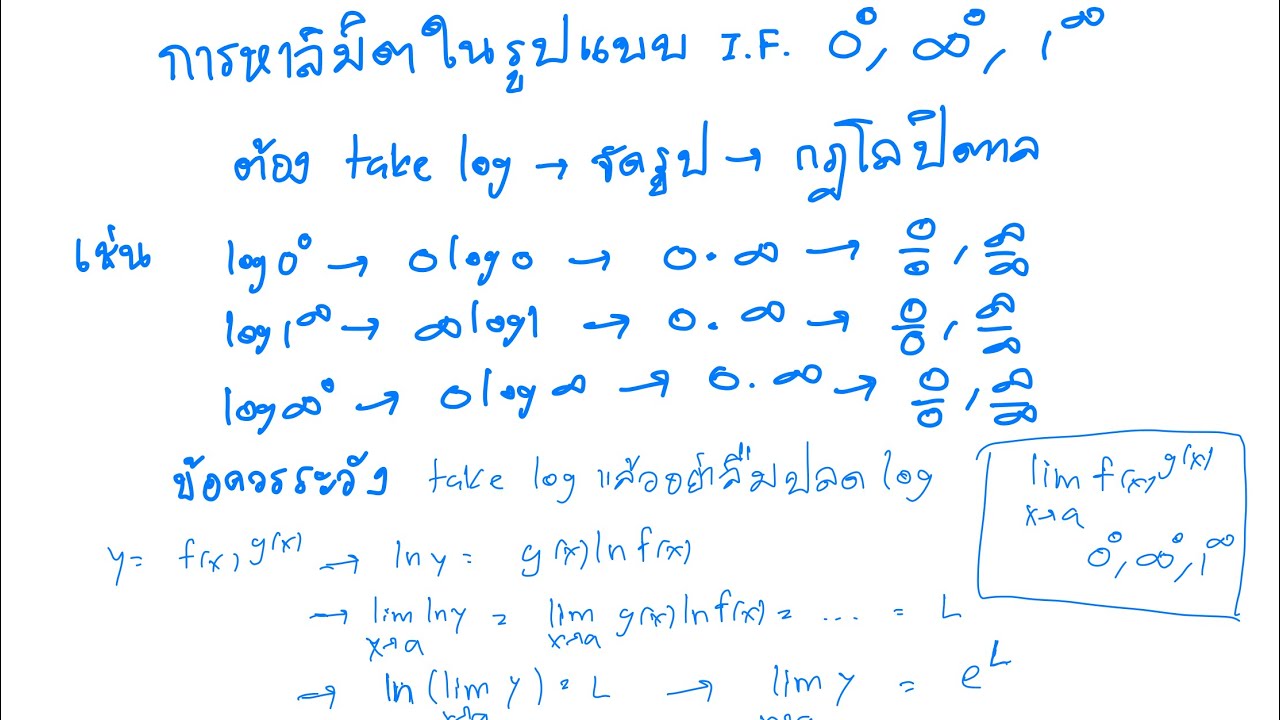 0 ยกกําลัง 0  Update  17. กฎโลปิตาล และการหาลิมิต รูปแบบยกกำลัง 0^0, infinity ^0 และ 1^infinity