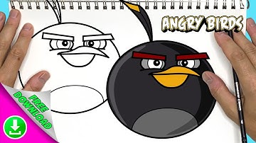 How to Draw BOMB from ANGRY BIRDS | beginner easy follow along