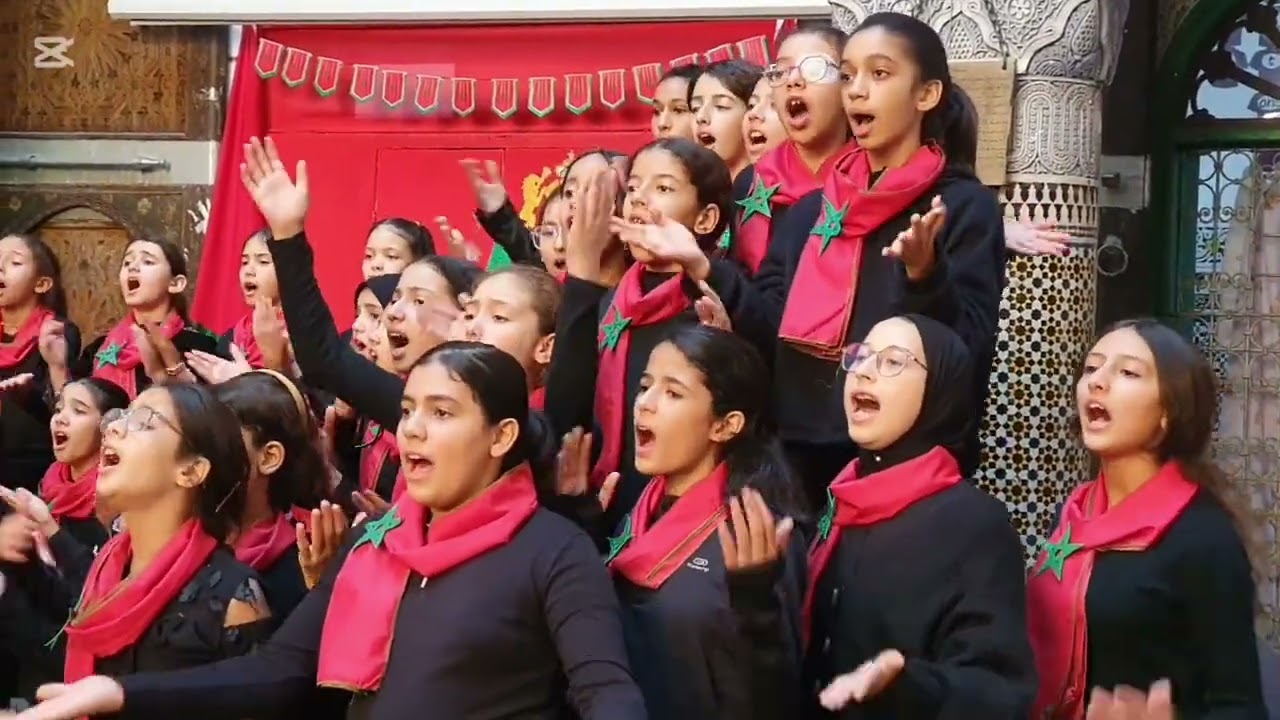 بمناسبة عيد الاستقلال تلاميذ النهضة التربوية يؤدون أغنية تحت عنوان استقلال استقلال 