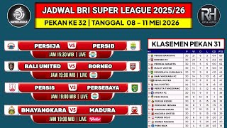 Jadwal Bri Liga 1 2026 Pekan Ke 32persija Vs Persibklasemen Bri Super League Terbaru Indosiar