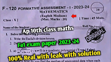 Ap 10th class maths fa1 question paper 2023-24 leak|10th class fa1 exam maths question paper 2023 Ap