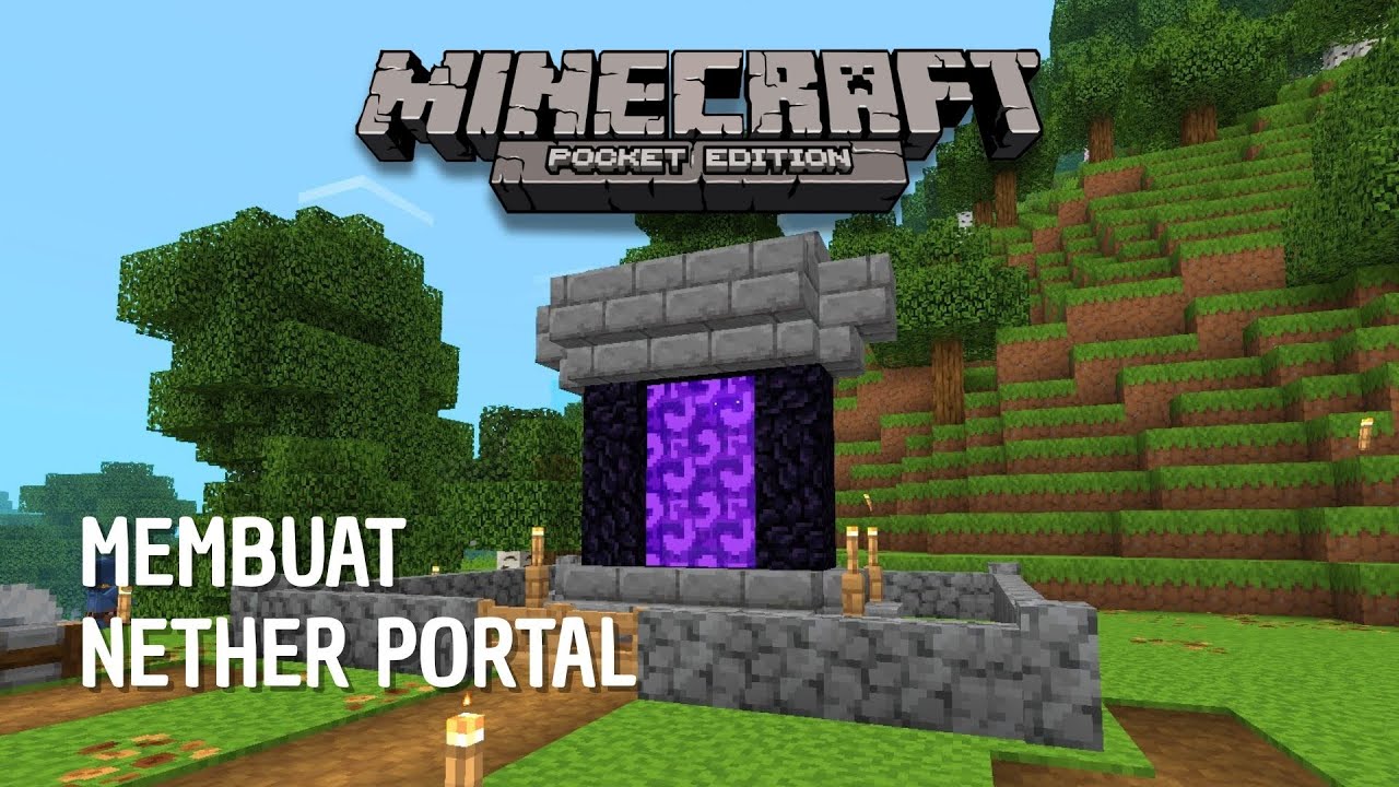 Membuat Nether Portal - Minecraft PE Survival Indonesia - YouTube