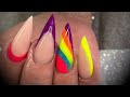 Acrylic nails - neon colour blocking design