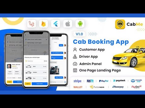 CabME - Flutter Complete Taxi Booking Solution || Make Taxi Booking App with website || user, driver