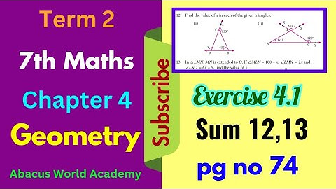 7th standard maths term 2 chapter 4 Geometry  Exercise 4.1 sum 12,13  pg no 74