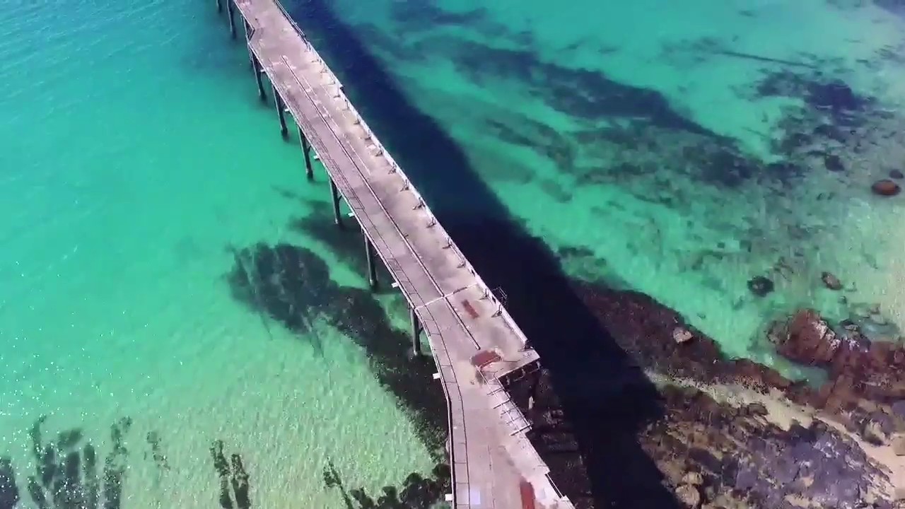 Catherine Hill Bay coal loader drone fly over