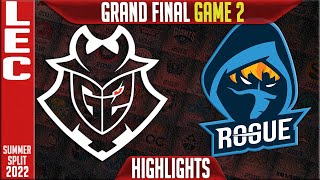 G2 vs RGE Highlights Game 2 | Playoffs Grand Final LEC Summer 2022 | G2 Esports vs Rogue G2