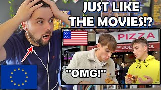 European Reacts to Brits try New York Pizza for the first time!!