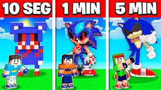 NOOB VS PRO: CONSTRUIR SONIC.EXE EM 5 MINUTOS / 1 MINUTOS / 10 SEGUNDOS NO MINECRAFT!!