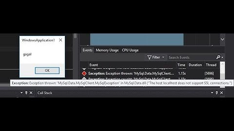 MySql Data MySqlClient MySqlException“The host localhost does not support SSL connections