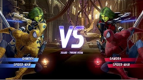 Gamora and Yellow Spider-man vs Gamora and Spider-man - MARVEL VS. CAPCOM: INFINITE