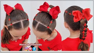 Penteado Fácil e Elegante com Coque ou Rabo de Cavalo 😍| Bun or Ponytail Easy Hairstyle for Girls 🥰