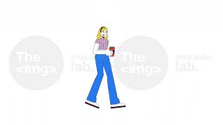 Happy caucasian woman walking with cup of coffee line 2D character animation