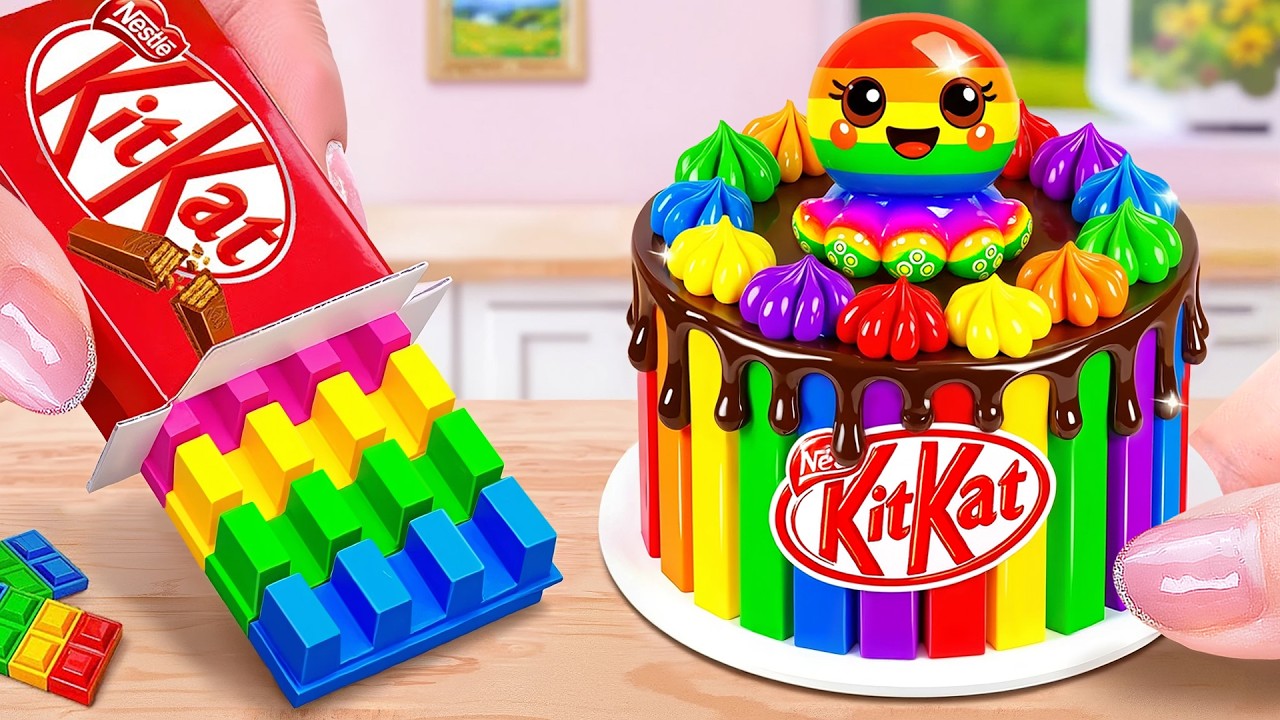 So Tasty Rainbow Kitkat Fondant Cake 🍰  How To Make Rainbow Dessert 🎂 Lil Cake Lab