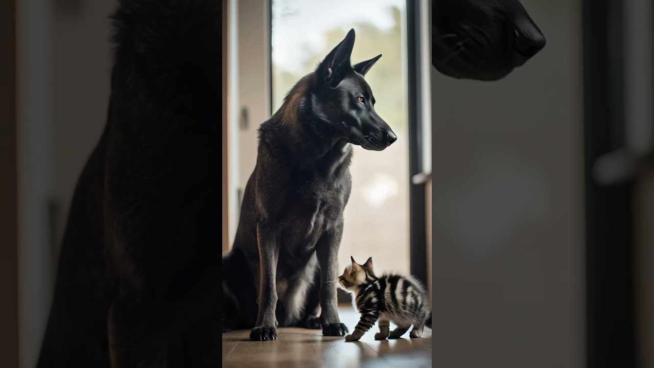 Shocking! A fearless kitten cozies up to a dangerous dog