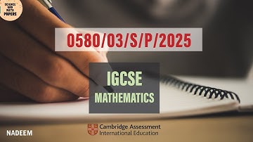 0580/03/ SPECIMEN PAPER /25 | Worked Solutions | IGCSE Math Paper 2025 (CORE)#0580