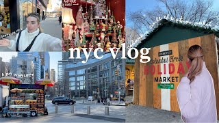 NYC VLOG: day in my life, columbus circle christmas market, christmas antique store, whole foods