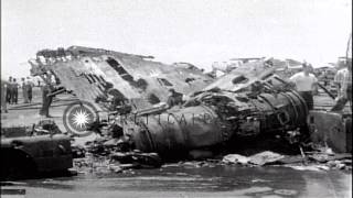 USS Forrestal (CV-59)cleanup after fire in Gulf of Tonkin Vietnam. HD Stock Footage