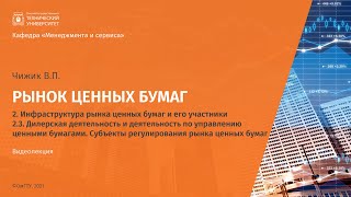 2.3  Дилерская деятельность и деятельность по управлению ценными бумагами  Субъекты регулирования ры