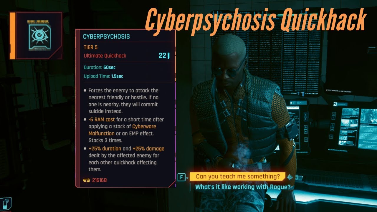 Quick Hacks Best Ultimate Quickhack in Cyberpunk | How to get Cyberpsychosis - YouTube