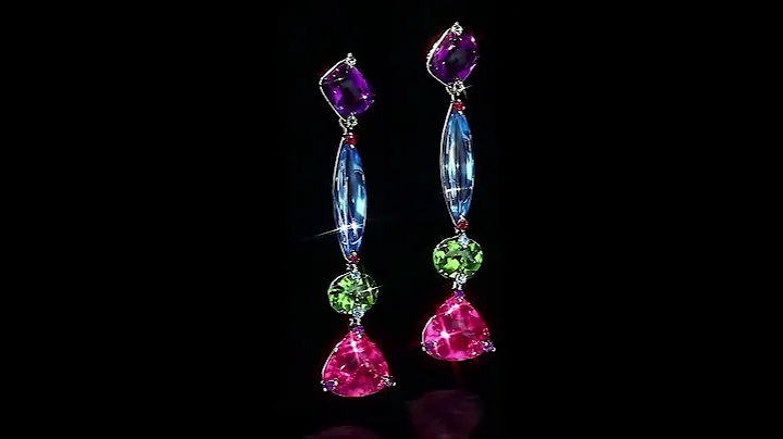 Paul Klecka designed multi-color gemstone earrings