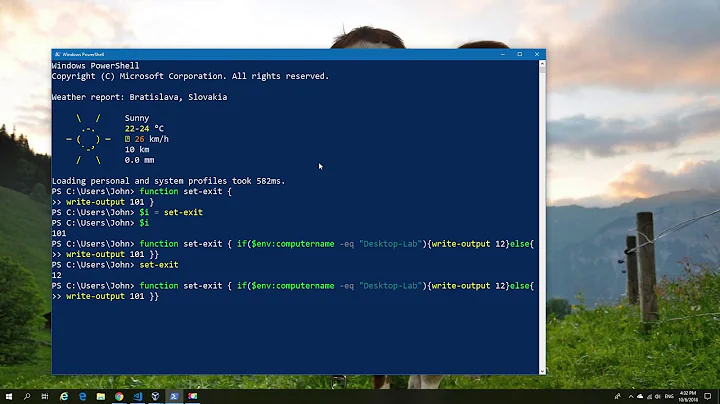 Powershell functions with exit codes