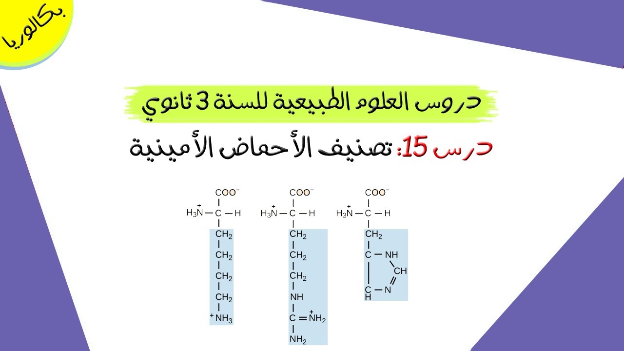 درس 15: تصنيف الأحماض الأمينية | بكالوريا علوم تجريبية