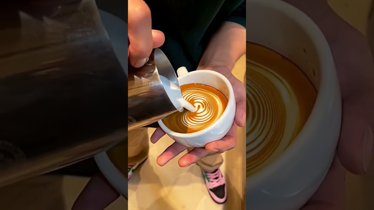 Wing Tulip 🌷 Latte Art | Coffee Art #baristalife #shorts #art #barista #baristadaily
