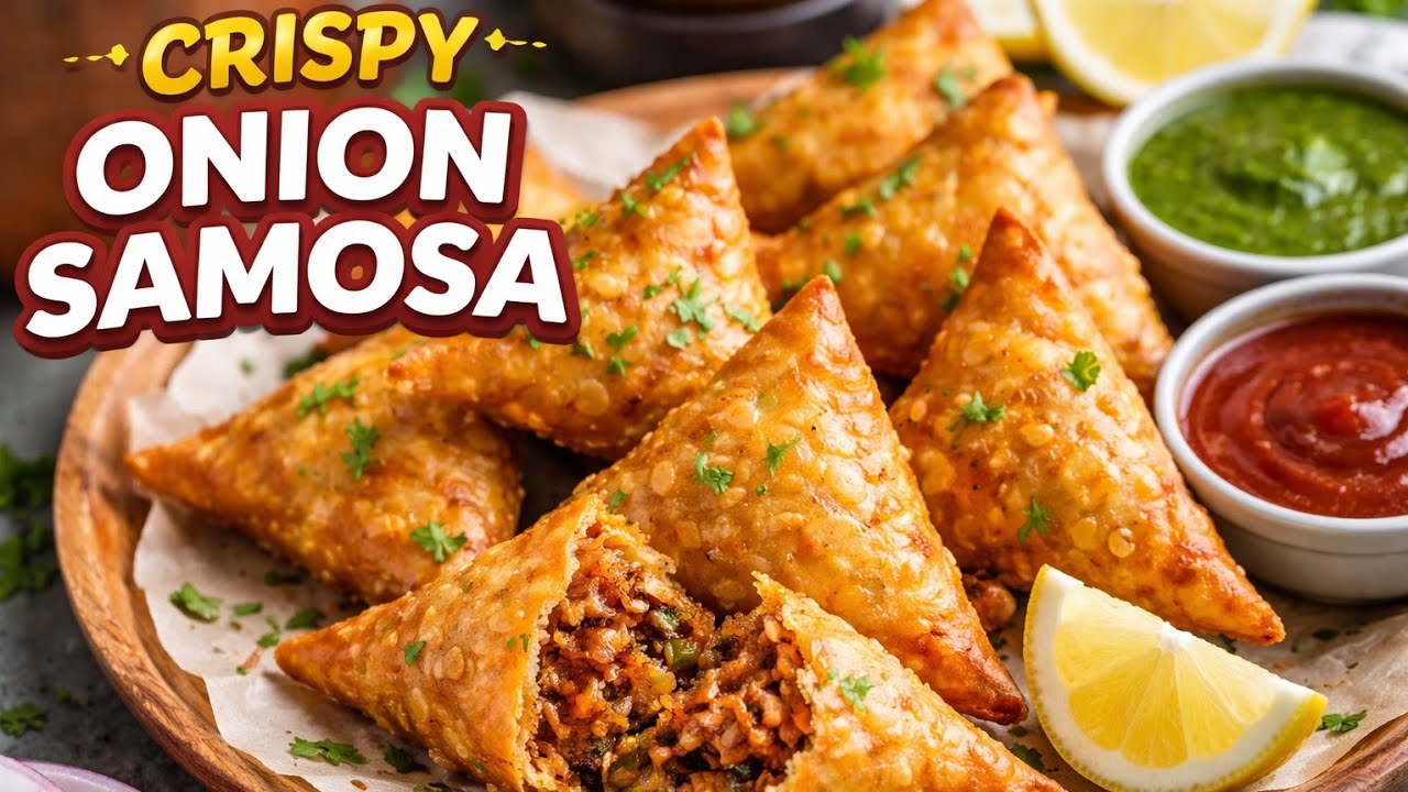 Crispy onion samosa  మంచి రుచిగా సింపుల్ గా ఇంట్లో నే చేసేయండి Onion Samosa In Telugu 