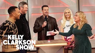 Blake Shelton, Gwen Stefani, John Legend And Kelly Guess Famous Celebrity Voices screenshot 5