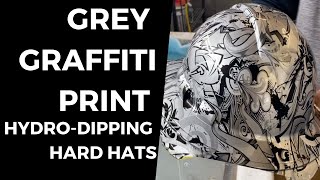 BEST HYDRO DIPPING | GREY GRAFFITI PRINT ON HARD HAT | BAG R BUCK HYDROGRAPHICS