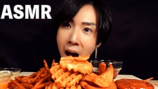 【ASMR】サクサクポテトフライ+巻きウインナー食べてみた(字幕)Potatoes Tornado Wieners【咀嚼音】