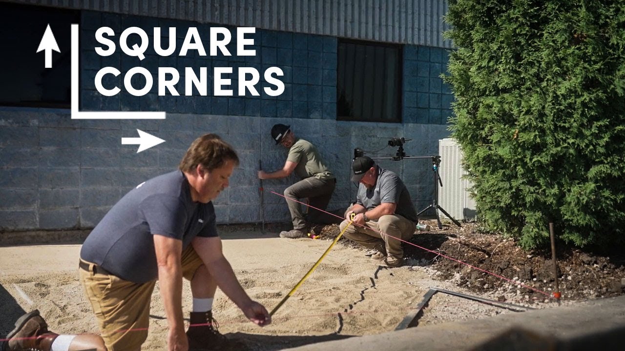 Patio Installation: How to Square Up a Corner | 3-4-5 Method - YouTube