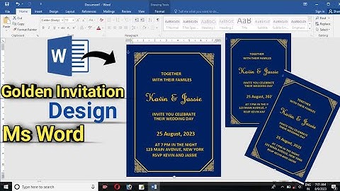 Ms Word Tutorial : Wedding Card Design🔥in Ms Word | Golden Invitation Card Design in Ms Word